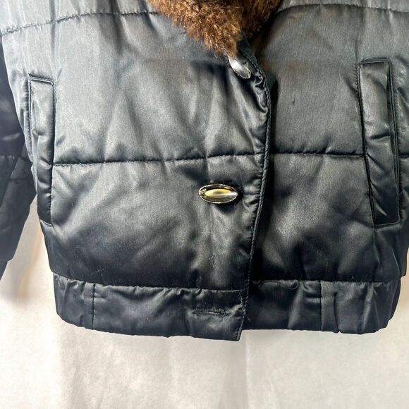 Greg Bell Faux Fur Collar Coat Black with Brown Fur Size‎ Small - Picture 5 of 13